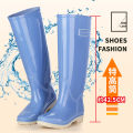 Extra-high 42cm women's rain boots, thickened anti-slip, rainy day travel women's rain boots, canteen cleaning, waterproof fashion rubber shoes.