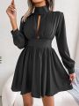 Women Desses Summer 2023 Hollowed Waist Swing Dress Women Solid Color Long Sleeve Bodycon Dress Casual Vacation Beach Dress. 