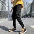 Men Casual Cargo Pants Solidckets Ankle-length Elastic Waist Fashion Streetwear All-match Korean Style Simple Chic Ins Loose. 