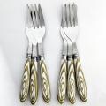 6-Pieces Fancy multi-design Fork Spoon Set | Table Spoon & Cutlery Set| Steel with printed design Plastic Handle fork spoon for Kitchen and Dining Table. 