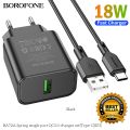 BOROFONE BA72A 18W Fast Charger With Micro USB Cable Spring Single Port QC3.0 Fast Charger Set Micro USB EU Plug. 