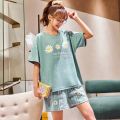 Flowers Pattern Pajamas Women Summer Short Sleeves Shorts Sleepwear Cotton Pijama Comfort Nightwear Plus Size Pyjamas. 