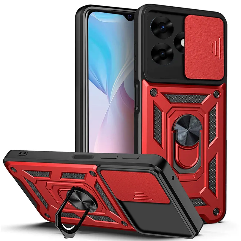 For Tecno Spark Go 2024 Case Car Foldable Metal Bracket Sliding Camera  Protection Hard Shockproof for Tecno Spark Go 2024 Back Cover