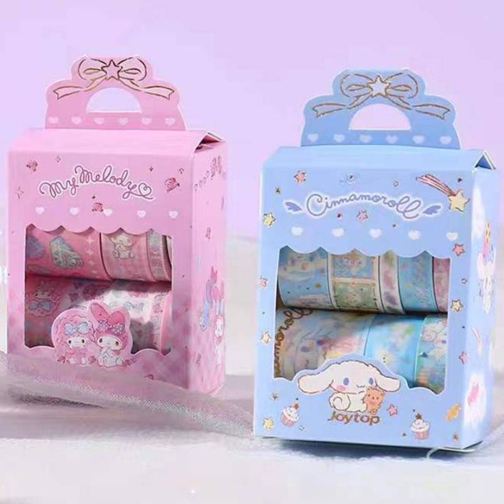 10Pcs/Set Sanrio Diary Series Decorative Adhesive Tape Cartoon Masking Washi Tape Diy Scrapbooking Sticker Label Stationery Kids gift mymelody Kuromi Cinnamoroll