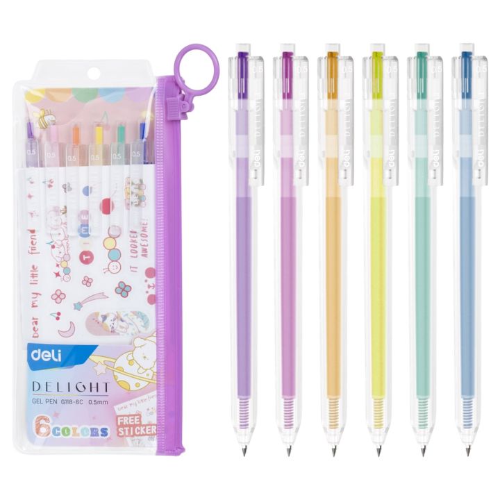 Deli Delight 6 Colors 0.5mm Gel Pen - G118-6C