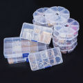 Transparent Square Plastic Storage Box Case -10/24 Slot Adjustable for Pils Jewelry Beads Earring Case Organizer Packaging. 
