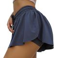 2 In 1 Yoga Shorts,Women Quick Drying Marathon Running Shorts,Breathable Elastic Loose Gym Fitness Sport Skirted Shorts. 