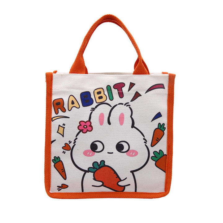 Canvas%20Bunny%20Canvas%20Bag%20Fashionable%20Lightweight%20Printed%20Design%20Cartoon%20Tote%20Bag%20%20handles%20Cute%20Lunch%20Bag%20for%20Casual%20Outings%20School%20Accessory%20Female%20Students%20Lunch%20Storage%20Gift%20option%20-%20Image%206