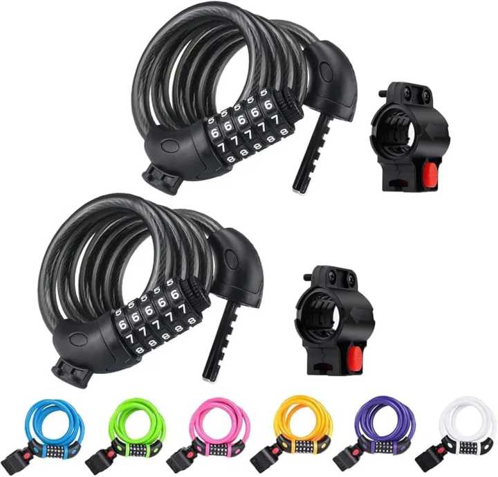 Bicycle Lock with 5-Digit Code, 1.2 m/4 ft Bicycle Lock Combination Cable Lock Lightweight & Security Bike Chain Lock for Bicycle, Mountain Bike (Black)