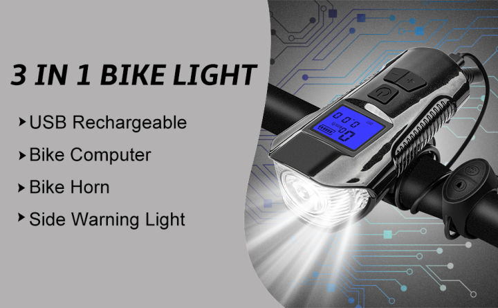 WEST%20BIKING%203%20in%201%20Bike%20Light%201500mAh%20Bike%20Horn%20Bicycle%20Lamp%20Odometer%20Headlight%20-%20Image%203