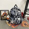 Schoolbag Men's Trendy Korean Style Printed Graffiti High School Student Large Capacity Domineering Backpack Junior High School Student College Female Backpack.