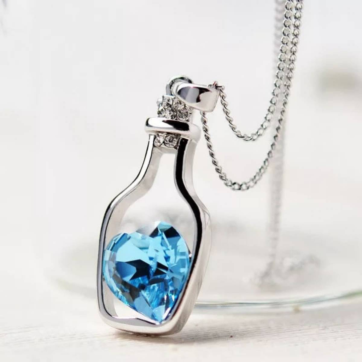 Ladies Fashion Popular Crystal Necklace Heart Love Chain Necklaces & Pendants For Women 2020 Gifts Love Drift Bottles Necklace
