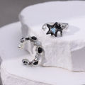 1/2Pcs Fashion Color Blocking Star Rings Imitation Opal Stone Ring Y2k Girls Women Personality Punk Ring Trendy Jewelry Gifts. 
