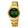 SKMEI 1737 Golden Stainless Steel Digital Watch For Women - Golden. 