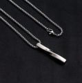 2021 Fashion New Black Rectangle Pendant Necklace Men Trendy Simple Stainless Steel Chain Men Necklace Jewelry Gift. 