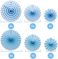 Light Blue Hanging Paper Fans Party Decoration For Anniversary, Birthday, Baby Shower, Valentine Day, Home, Restaurants and Showroom Decoration- (Pack of 6 Pcs). 