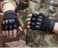 Motorcycle Gloves Half Finger Black (Size -L) - Hand Gloves For Bike. 