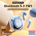 Ultrapods Pro True Wireless Earbuds with Display Transparent Design, Bluetooth 5.3 Water Proof. 