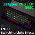 R680 Mechanical Keyboard Gaming Wired,APAYADO 68-Key Layout Mini Mechanical Keyboard,Full-key Punchless,11 RGB Light Effects. 