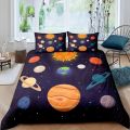 Solar System Duvet Cover Set Twin King Microfiber Outer Space Galaxy Bedding Set Universe Planet Astronomy King Size Quilt Cover. 
