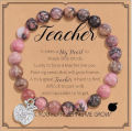 Apple Pendant Bracelet Teacher's Day Gift Bracelet Teacher Pink Zebra Amethyst Bracelet Teacher's Day Bracelet.