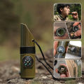 7-in-1 Emergency Survival LED Light Whistle Compass Multifunction Tool Magnifier Flashlight Storage Container Thermometer for Camping Hiking. 