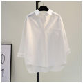 100% Pure Cotton Rose Red Long-Sleeved Shirt for Women Spring and Summer New Single Pocket Loose Slim-Fit Casual Shirt.