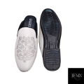 New Fashionable Party Shoes Nagra Embroidery White Half Shoe For Men.(White). 