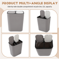 Trash Can Rectangle Plastic Push-Button Dual Compartment 12 Liter Recycling Waste Bin Garbage Can-Grey. 