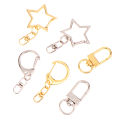 10Pcs Star Pentagram D-shaped Hollow Key Chain Rings Keychain DIY Accessories Lobster Clasp Keyring Jewelry Making Findings.