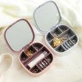 Luxury Mini Jewel Box with mirror / Jewelery Organizer Storage Box / Portable Jewel Box for Travel / Jewellery box for Necklace Ring Earring Case. 