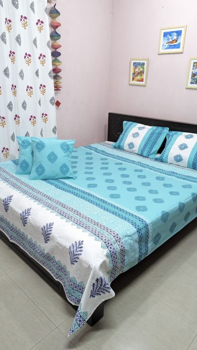 Soft%20Twill%20Cotton%20luxury%20Hand%20Block%20King%20Size%20-Bedsheet%20-%20Image%203