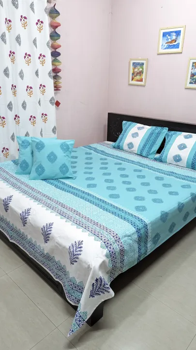 Soft%20Twill%20Cotton%20luxury%20Hand%20Block%20King%20Size%20-Bedsheet%20-%20Image%203