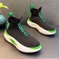 Sock Shoes Men's High-Top Shoes 2023 Autumn New Korean Style Trendy Sneakers High-Top Socks Slip-on Trendy Shoes. 