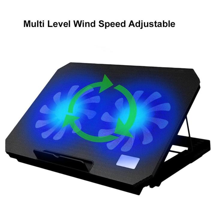 LED Lighting Adjustable Angle USB Laptop Cooler Fan Cooling Stand Bracket Base 2 Cooling Fan Laptop Cooling Pad Notebook Stand