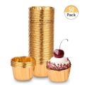 50 Pack Gold Foil Metallic Paper Baking Cups Muffin Cups Cupcake Liners Cake Baking Cups for Wedding Party Birthday Decoration. 