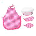 Chefs Apron Set - 4 Pieces Hat & Apron with Accessories - Pretend Play Kitchen Set. 