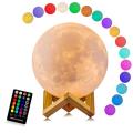 Remote control 3D Moon Light with Wood Stand & TouchingMoonlight table Lamp Rechargable - charger light. 