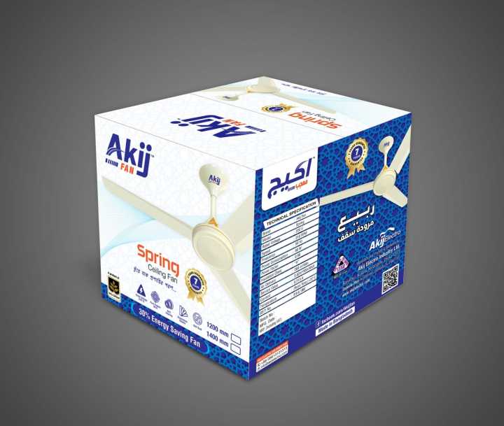 Akij Ceiling Fan 56 Inch Spring Model 320 rpm, 65w, 07 Years Replacement Guarantee