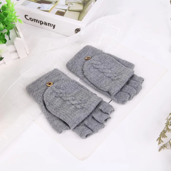Half%20Finger%20Flip%20Gloves%20Winter%20with%20Finger%20Caps%20Knitted%20Fingerless%20Touchscreen%20Gloves%20for%20Men%20Women%20Finger%20Mittens%20Glove%20-%20Image%204