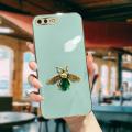 FELMYST Diamond Bee Phone Case For iPhone 8/7 Plus Luxury Brand 3D Honeybee Mobile Casing Metal Gem Square Girl Boy Gift Soft Shockproof Back Cover Cases.