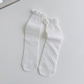 White lace pile socks for women in summer thin cotton Japanese net red socks fungus edge jk mesh stockings.