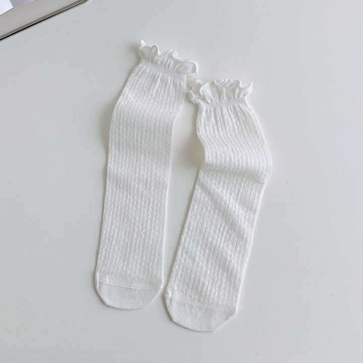 White%20lace%20pile%20socks%20for%20women%20in%20summer%20thin%20cotton%20Japanese%20net%20red%20socks%20fungus%20edge%20jk%20mesh%20stockings%20-%20Image%207
