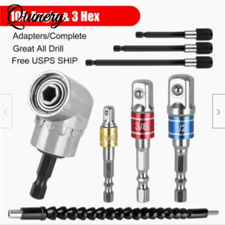 Flexible Extension Set With 105 Degree Right Angle Drill Bit Extender 1/4 3/8 1/2" Hex Shank Socket