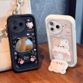 Case for tecno camon 30S 30 40 pro plus 5g camon 30 40 4g phone casing back cover Softcase Silicone shockproof Cover new design aesthetic cute cat with makeup mirror holder for girls JTMMZJ9.