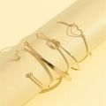 4Pcs Charm Thick Thin Link Bracelets Set For Women Gold Color Love Heart Knot Metal Chain Twist Bracelet Punk Jewelry Party Gift.
