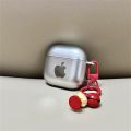 Apple. Metal Look Silver Color Logo Sticker for All Mobile.