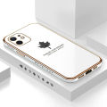 Luxury 6D Plating Soft Casing Silicone Square Frame Phone Case For iPhone 12 Case Shiny Bling Back Cover New Maple Leaf Square Edge Pattern Design Soft Case + Free Lanyard. 