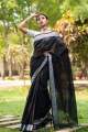 Half Silk Cotton Saree For Women - Black and Silver Color - Comfortable to wear- Perefct For All Seasons and Occasions. 