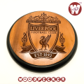 Liverpool logo Sports wall matt Black border  8x8/ 12x12 inch Round engraved mahogany wood. 